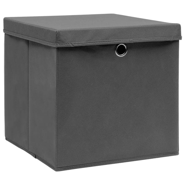 Aufbewahrungsboxen mit Deckel Grau 4er Set