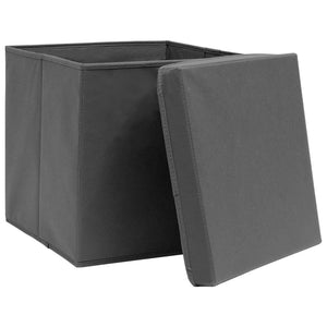 Aufbewahrungsboxen mit Deckel Grau 4er Set