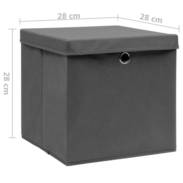 Aufbewahrungsboxen mit Deckel Grau 4er Set