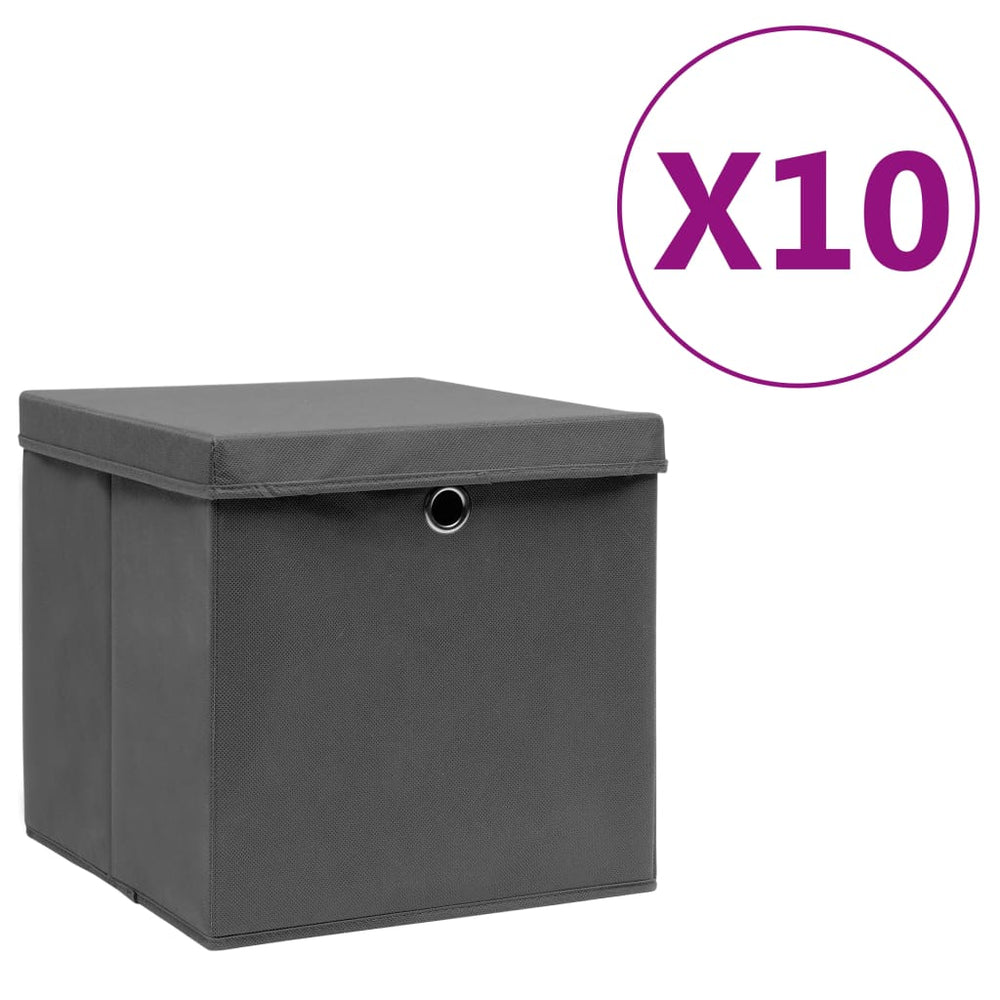 Aufbewahrungsboxen Grau 28x28x28 cm, 10er Set