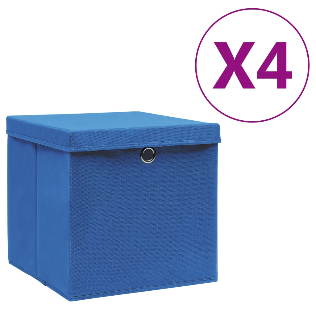 Aufbewahrungsboxen mit Deckel Blau 4er Set