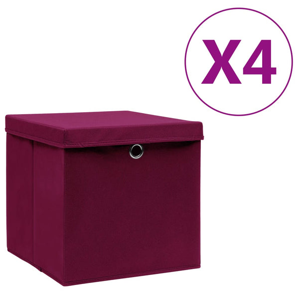 Aufbewahrungsboxen Dunkelrot 28x28x28cm, 4er Set