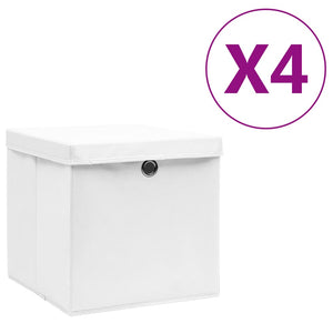Aufbewahrungsboxen mit Deckel, 4er Set, Weiß