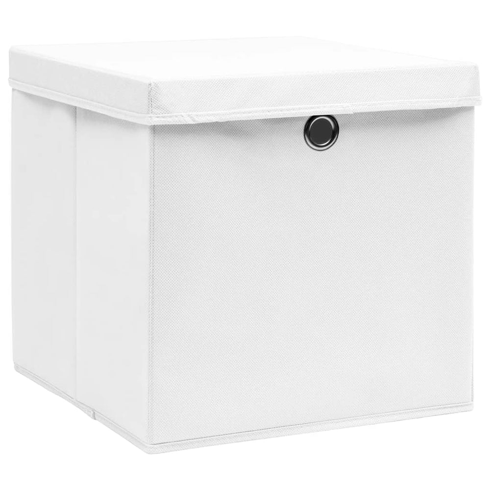 Aufbewahrungsboxen mit Deckel, 4er Set, Weiß