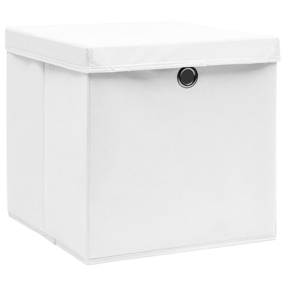 Aufbewahrungsboxen mit Deckel, 10er Set, 28x28x28 cm, Weiß