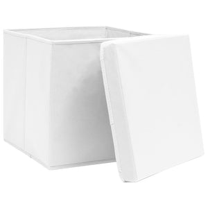Aufbewahrungsboxen mit Deckel, 10er Set, 28x28x28 cm, Weiß