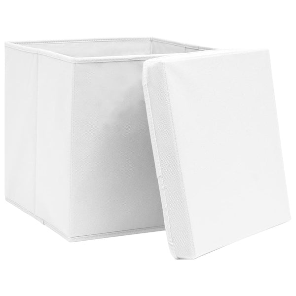 Aufbewahrungsboxen mit Deckel, 10er Set, 28x28x28 cm, Weiß