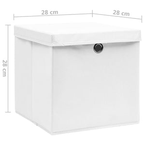 Aufbewahrungsboxen mit Deckel, 10er Set, 28x28x28 cm, Weiß