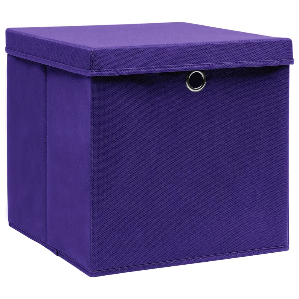 Lila Aufbewahrungsboxen mit Deckel 28x28x28cm, 4er Set