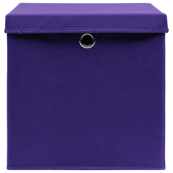 Lila Aufbewahrungsboxen mit Deckel 28x28x28cm, 4er Set