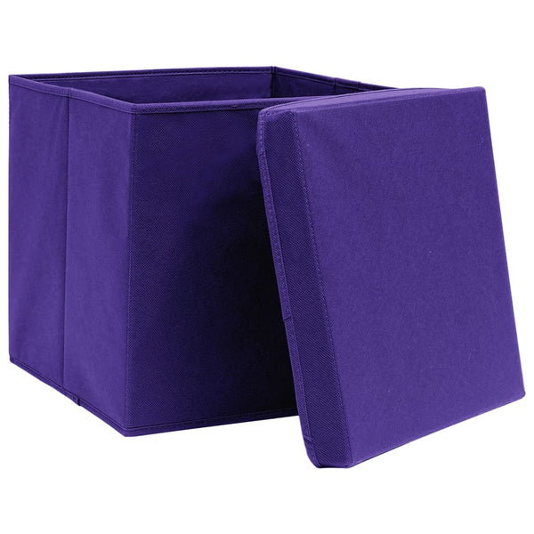 Lila Aufbewahrungsboxen mit Deckel 28x28x28cm, 4er Set