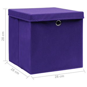 Lila Aufbewahrungsboxen mit Deckel 28x28x28cm, 4er Set