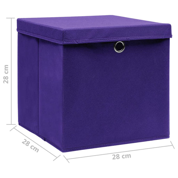 Lila Aufbewahrungsboxen mit Deckel 28x28x28cm, 4er Set
