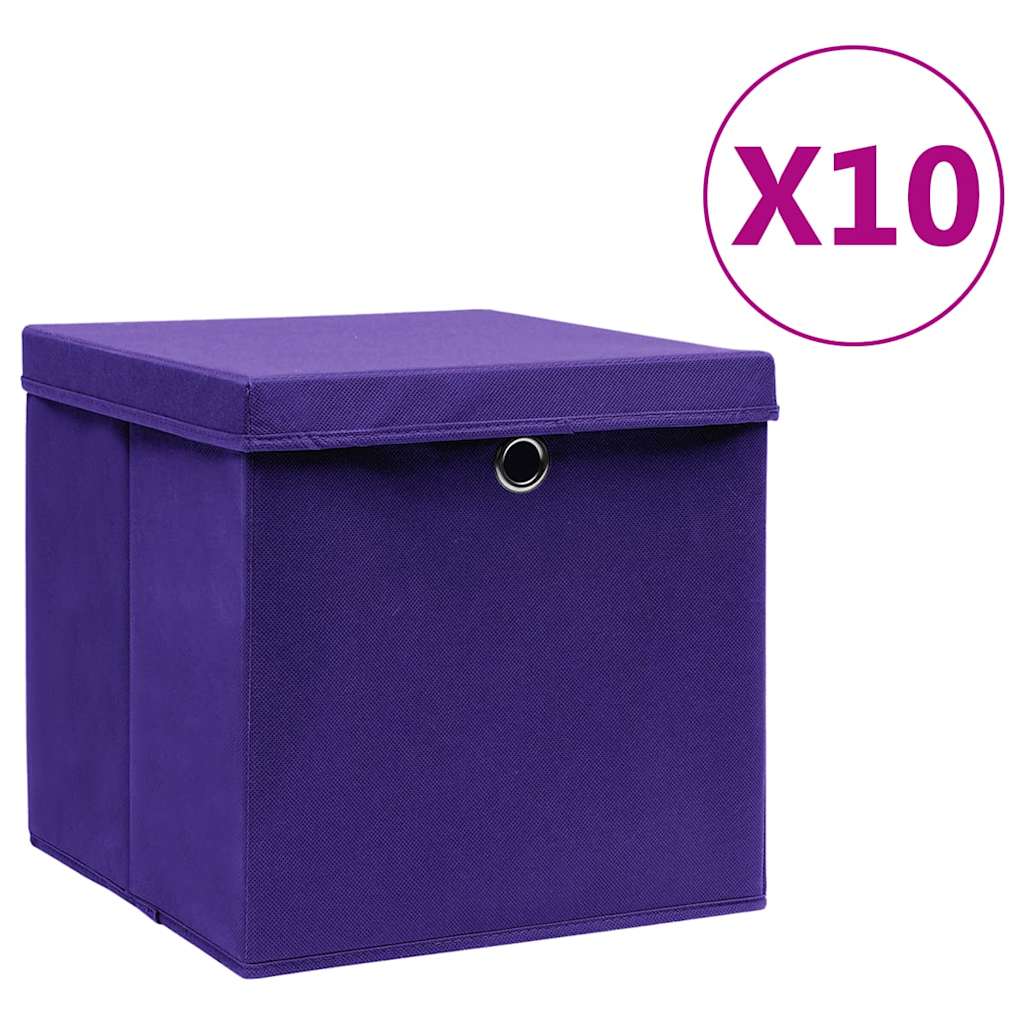 Aufbewahrungsboxen Lila 28x28x28 cm, 10er Set
