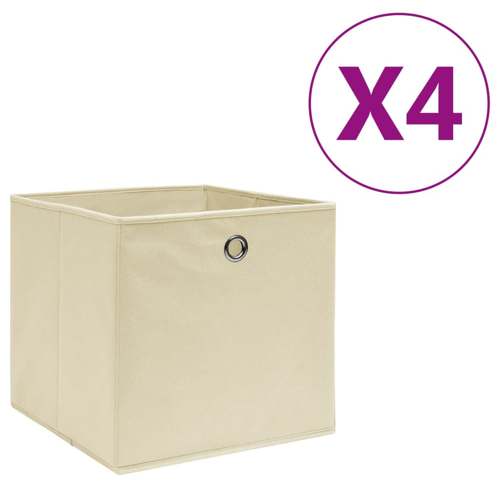 Creme Aufbewahrungsboxen 28x28x28cm, 4er Set