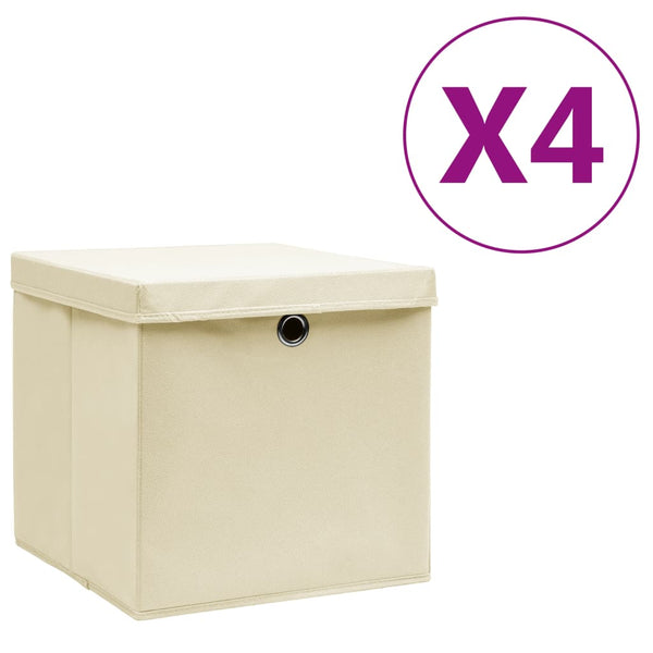Aufbewahrungsboxen Creme 28x28x28 cm, 4er-Set