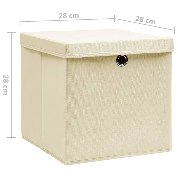 Aufbewahrungsboxen Creme 28x28x28 cm, 4er-Set