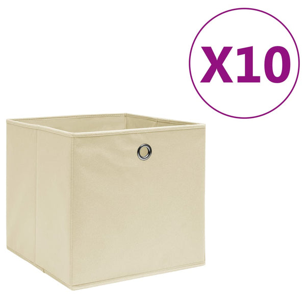 Aufbewahrungsboxen Creme 28x28x28 cm, 10er-Set