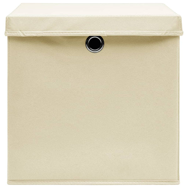 Creme Aufbewahrungsboxen mit Deckel, 10er Set
