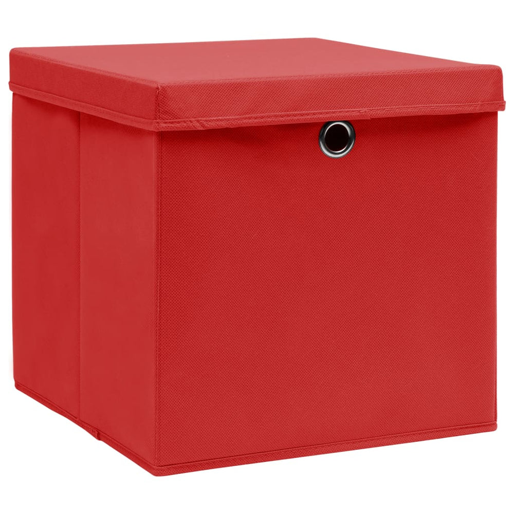 Rote Aufbewahrungsboxen mit Deckel 28x28x28cm, 4er-Set
