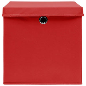 Rote Aufbewahrungsboxen mit Deckel 28x28x28cm, 4er-Set