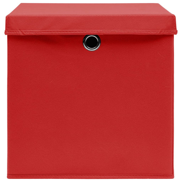 Rote Aufbewahrungsboxen mit Deckel 28x28x28cm, 4er-Set