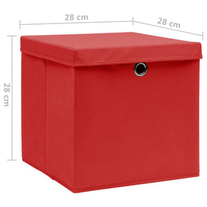Rote Aufbewahrungsboxen mit Deckel 28x28x28cm, 4er-Set