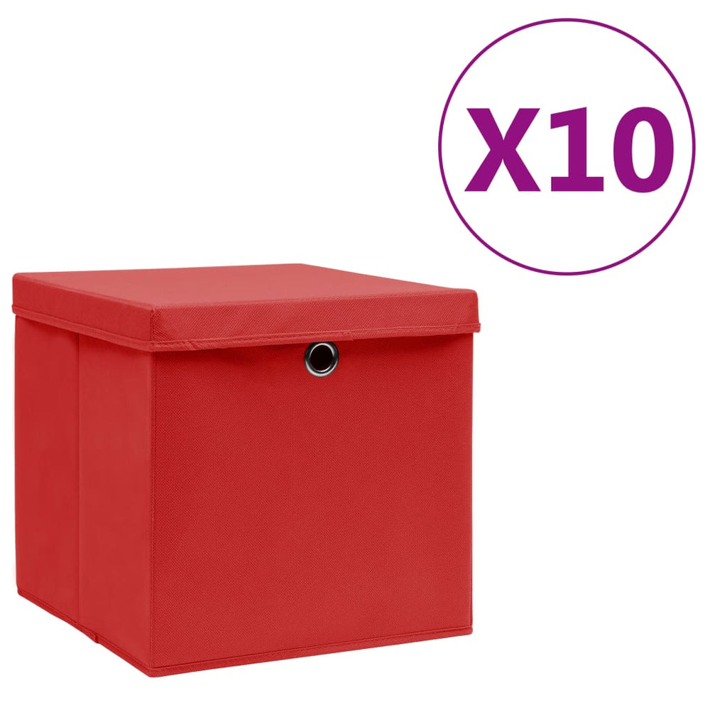 Rote Aufbewahrungsboxen mit Deckel, 10er-Set