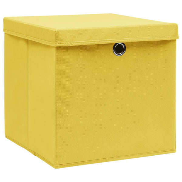 Gelbe Aufbewahrungsboxen mit Deckel, 4er-Set