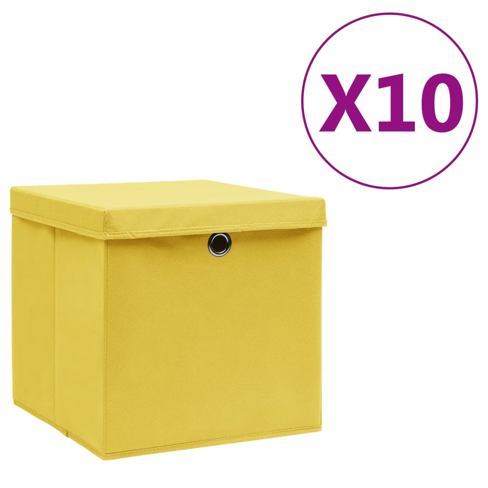 Gelbe Aufbewahrungsboxen mit Deckel, 10er-Set