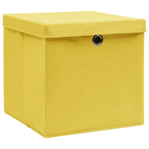Gelbe Aufbewahrungsboxen mit Deckel, 10er-Set