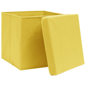 Gelbe Aufbewahrungsboxen mit Deckel, 10er-Set