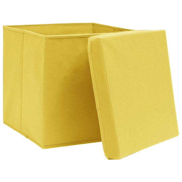 Gelbe Aufbewahrungsboxen mit Deckel, 10er-Set