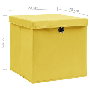 Gelbe Aufbewahrungsboxen mit Deckel, 10er-Set