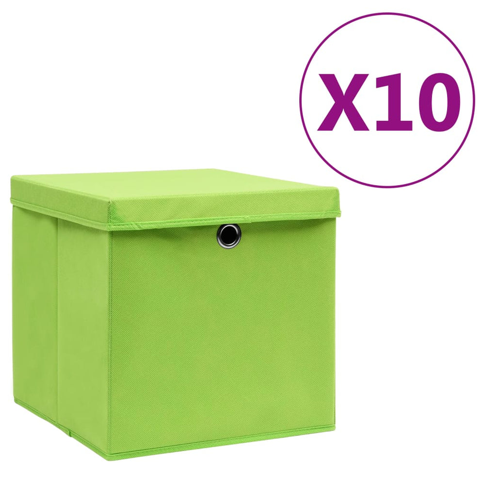 Grüne Aufbewahrungsboxen mit Deckel, 10er Set