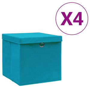 Aufbewahrungsboxen mit Deckel, 4er-Set, Babyblau