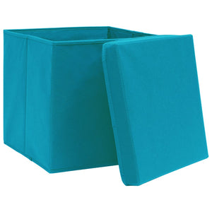 Aufbewahrungsboxen mit Deckel, 4er-Set, Babyblau