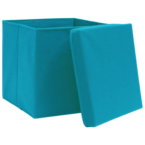 Aufbewahrungsboxen mit Deckel, 4er-Set, Babyblau