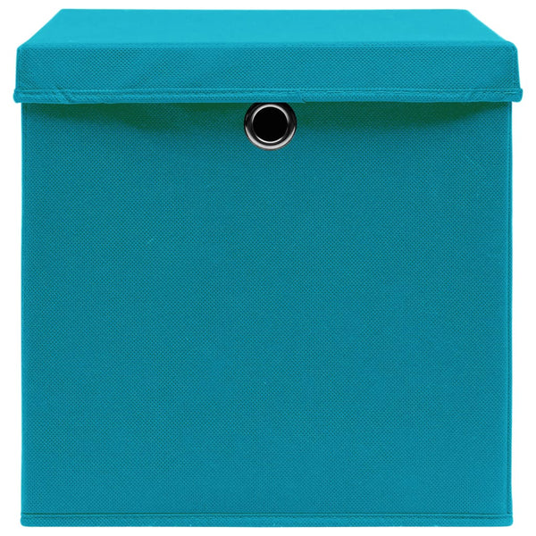 Aufbewahrungsboxen mit Deckel, 4er-Set, Babyblau
