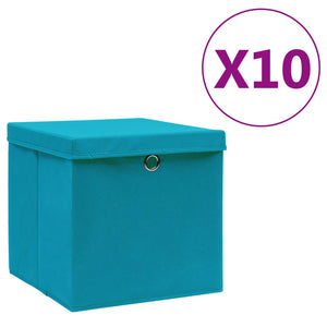 Aufbewahrungsboxen mit Deckel, 10er Set, Babyblau