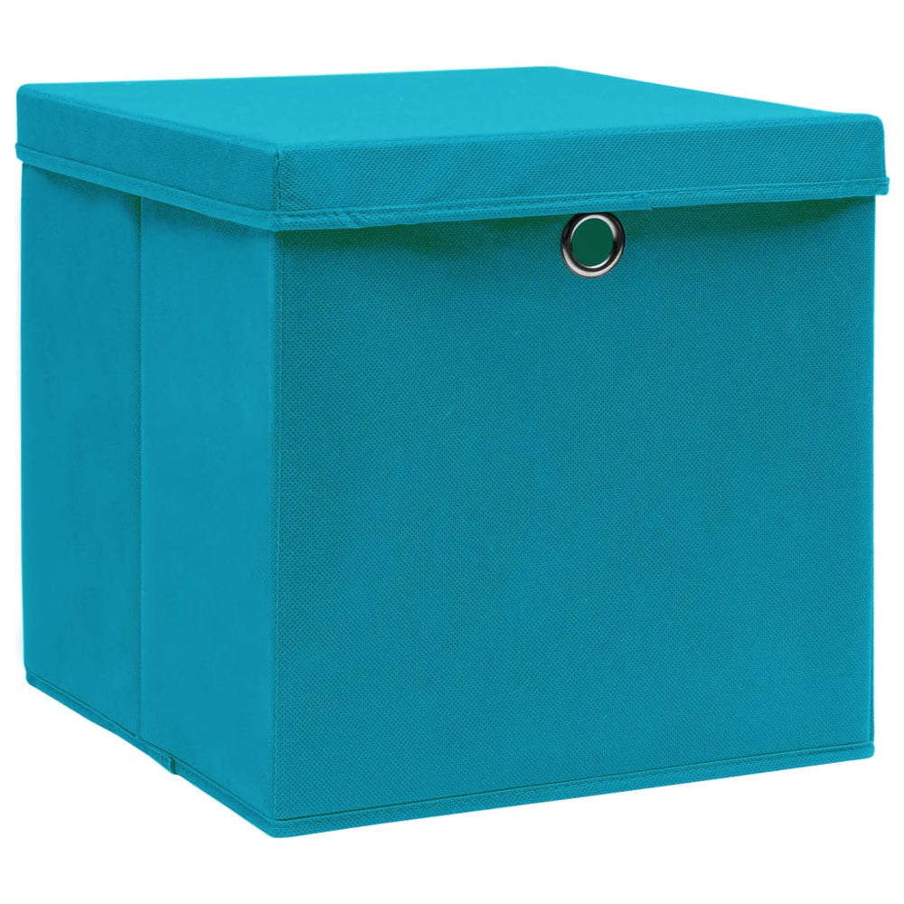 Aufbewahrungsboxen mit Deckel, 10er Set, Babyblau