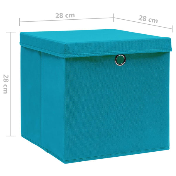 Aufbewahrungsboxen mit Deckel, 10er Set, Babyblau
