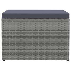 Outdoor-Fußhocker mit Kissen Grau Polyrattan