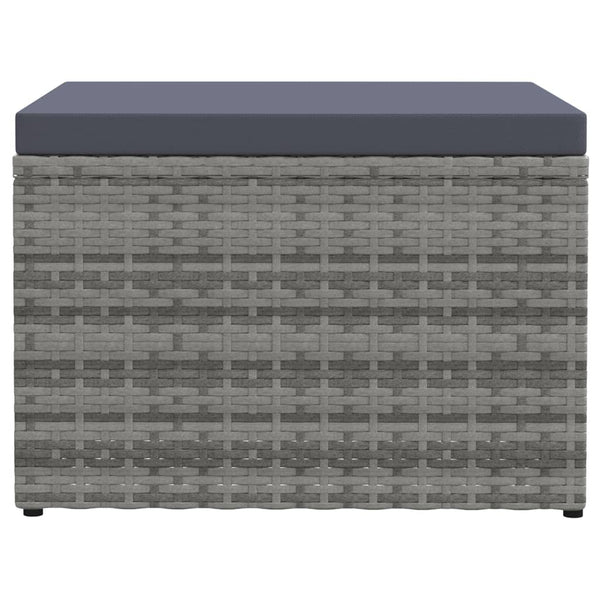 Outdoor-Fußhocker mit Kissen Grau Polyrattan