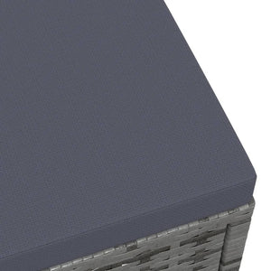 Outdoor-Fußhocker mit Kissen Grau Polyrattan