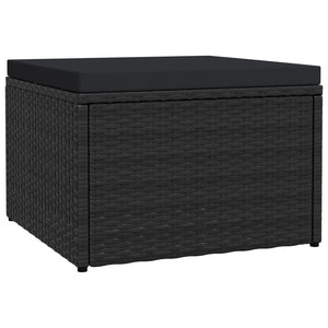 Outdoor-Fußhocker mit Kissen Schwarz Polyrattan