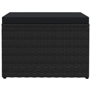 Outdoor-Fußhocker mit Kissen Schwarz Polyrattan