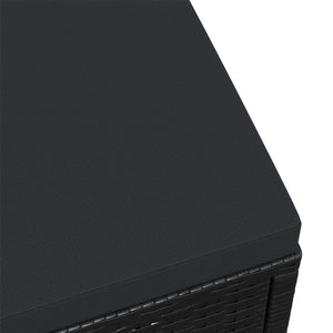 Outdoor-Fußhocker mit Kissen Schwarz Polyrattan