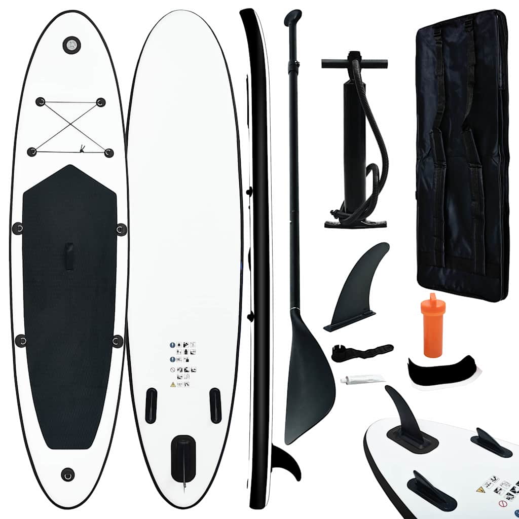 Aufblasbares SUP Board Set Schwarz-Weiß