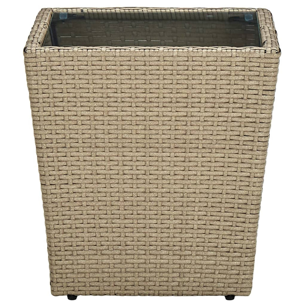 Beistelltisch Beige 41,5x41,5x44 cm Poly Rattan und Hartglas